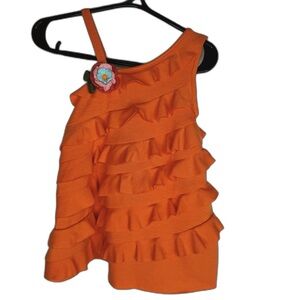 Gymboree Orange Ruffle Dress with Floral Accent -‎ Matching Diaper Cover